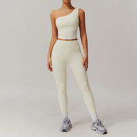 NANA Single Shoulder Top Legging Set - Beige