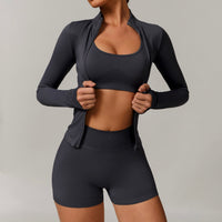 Sino Seamless 3pcs Short Set - Dark Grey