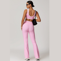 QUEENI Stylish Flared Legging Set - Pink