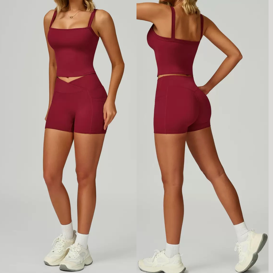 3pcs Coral Fleece Jumper Active Set - Cherry