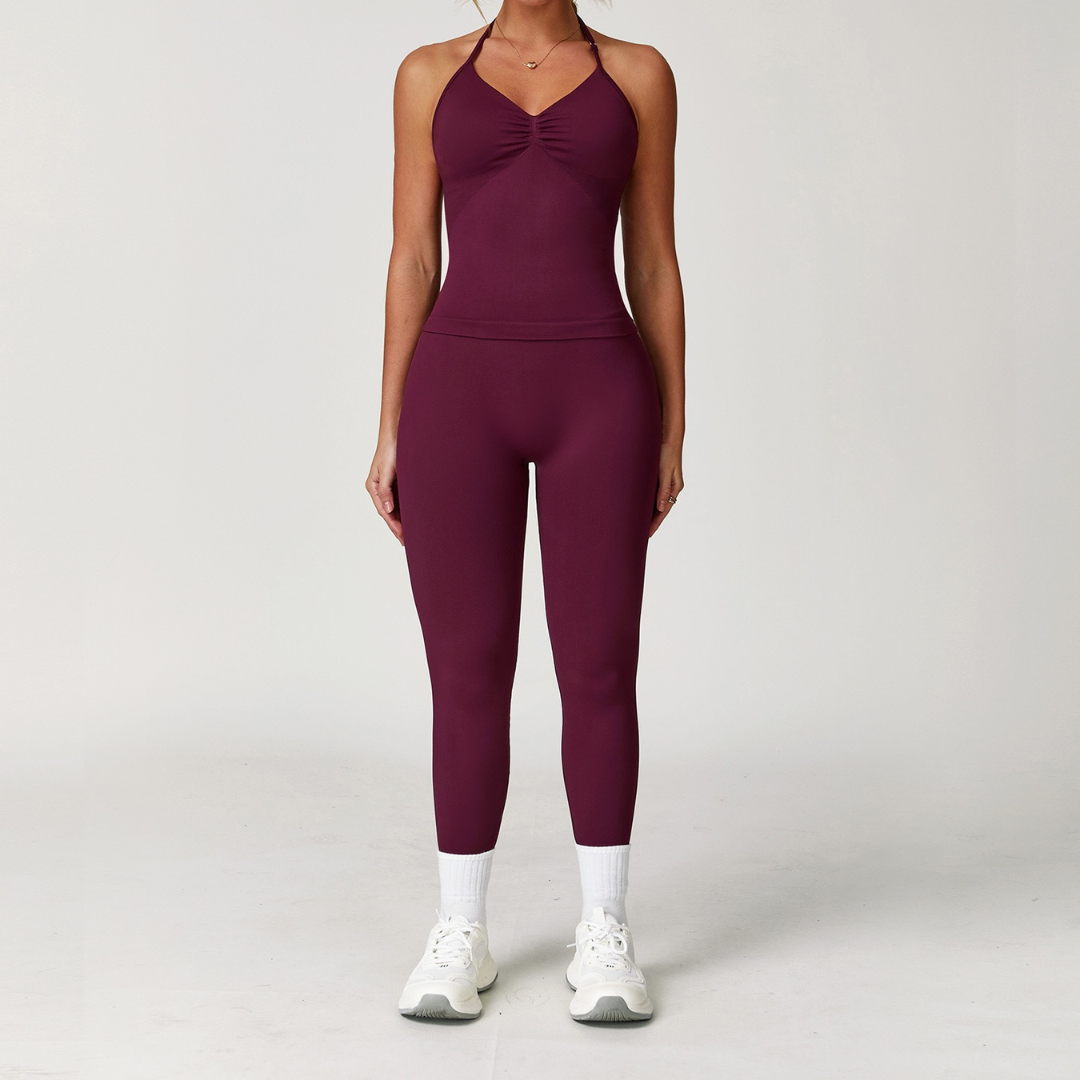 Angela Seamless Sculpt Legging Set - Burgundy