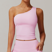 NANA Stylish Single Shoulder Crop Top - Pink