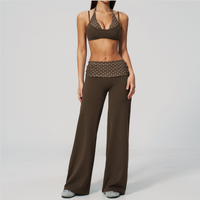 ENA Polka Dot Flared Legging Set - Brown