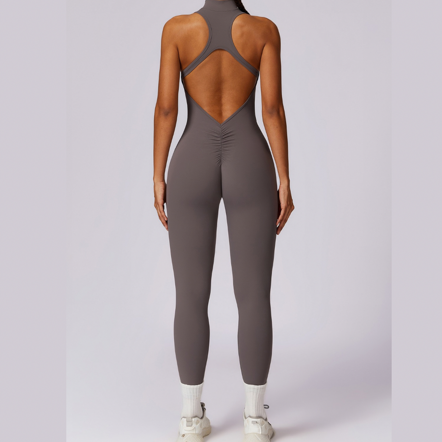 Scrunched Butt Lifting Jumpsuit - Dark Grey