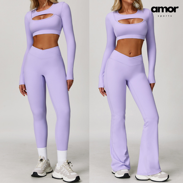 Cici Stylish Long Sleeve Legging Set - Lavender