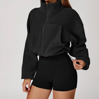 Winter Premium Coral Fleece Zip Jumper - Black
