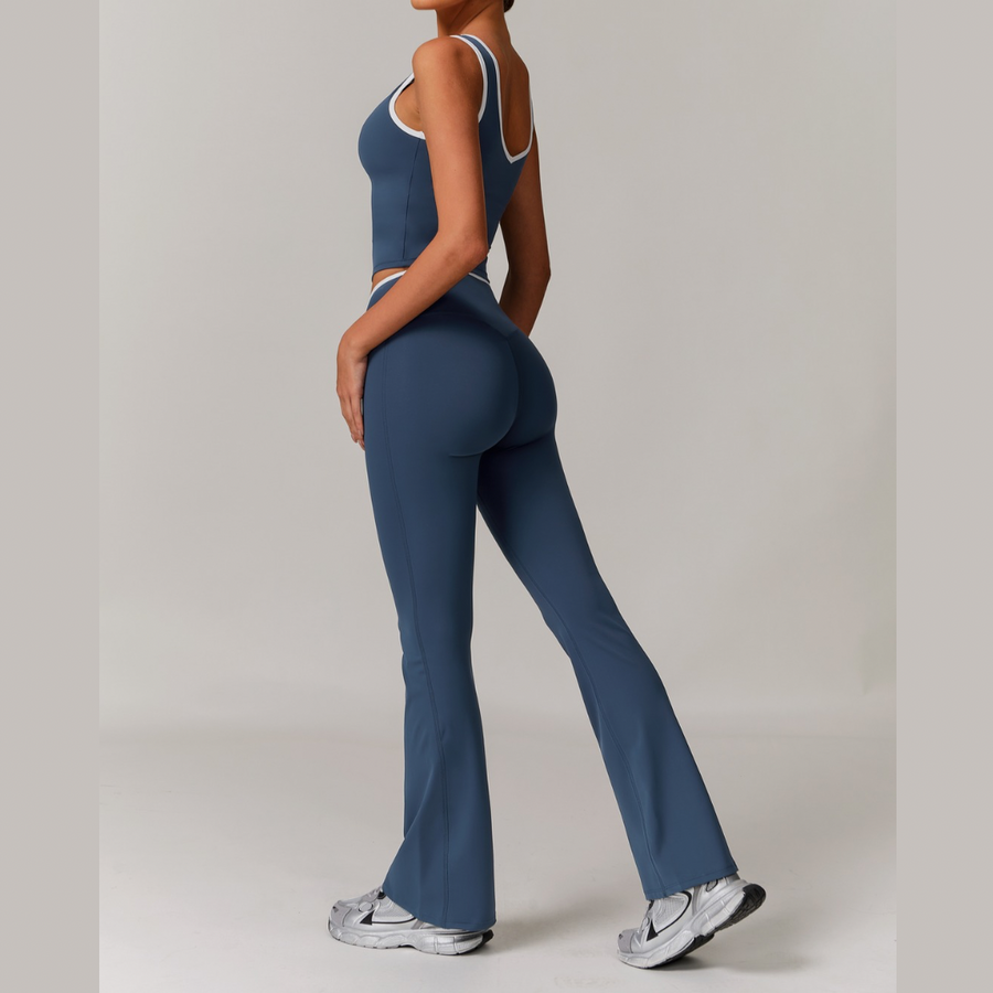 QUEENI Vest Top Legging Set - Blue