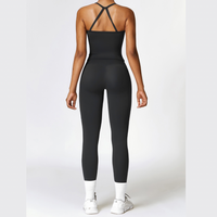 CHRISTIA Cross Back Vest Top Legging Set - Black