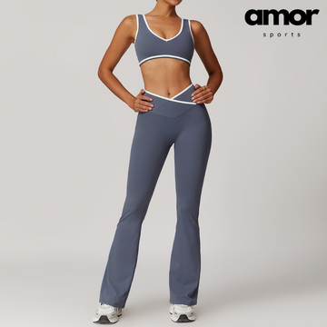 QUEENI Vest Top Legging Set - Off Purple