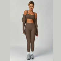 Boni Ribbed Fabric 3pcs Legging Set - Brown