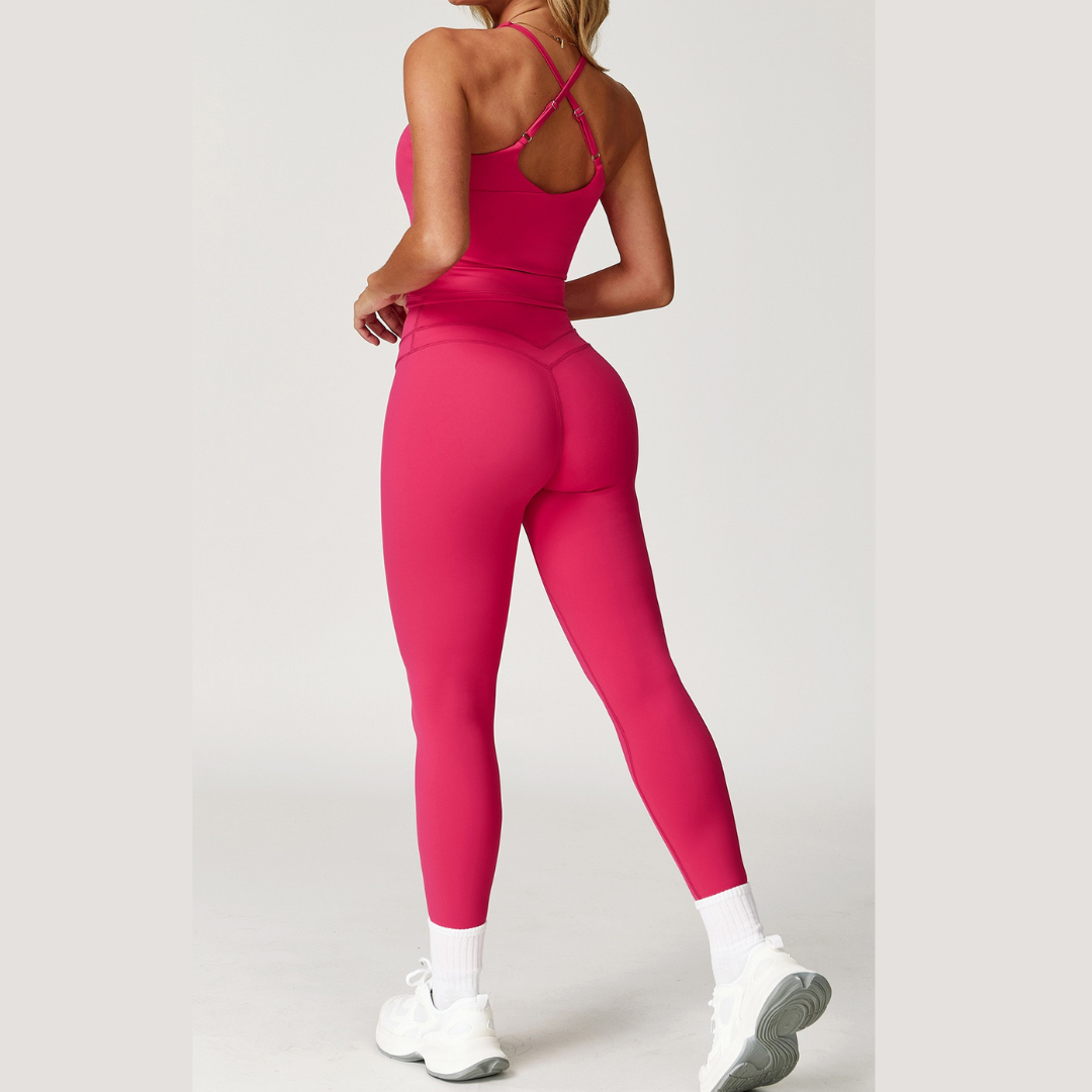 STELLA Vest Top Legging Set - Red Berry