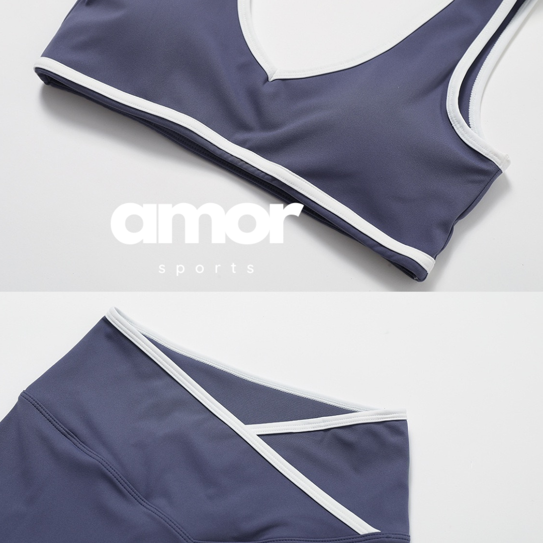 QUEENI Vest Top Legging Set - Off Purple