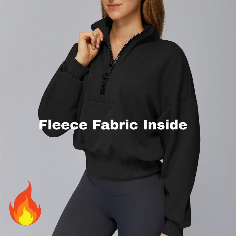 Classic Stylish Big Zip Winter Jumper - Black