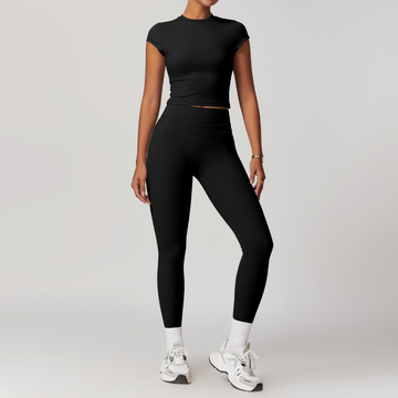 STELLA Short Sleeve Top Legging Set - Black