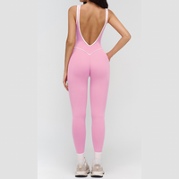 Celin Stylish Back Deep-V Jumpsuit - Pink