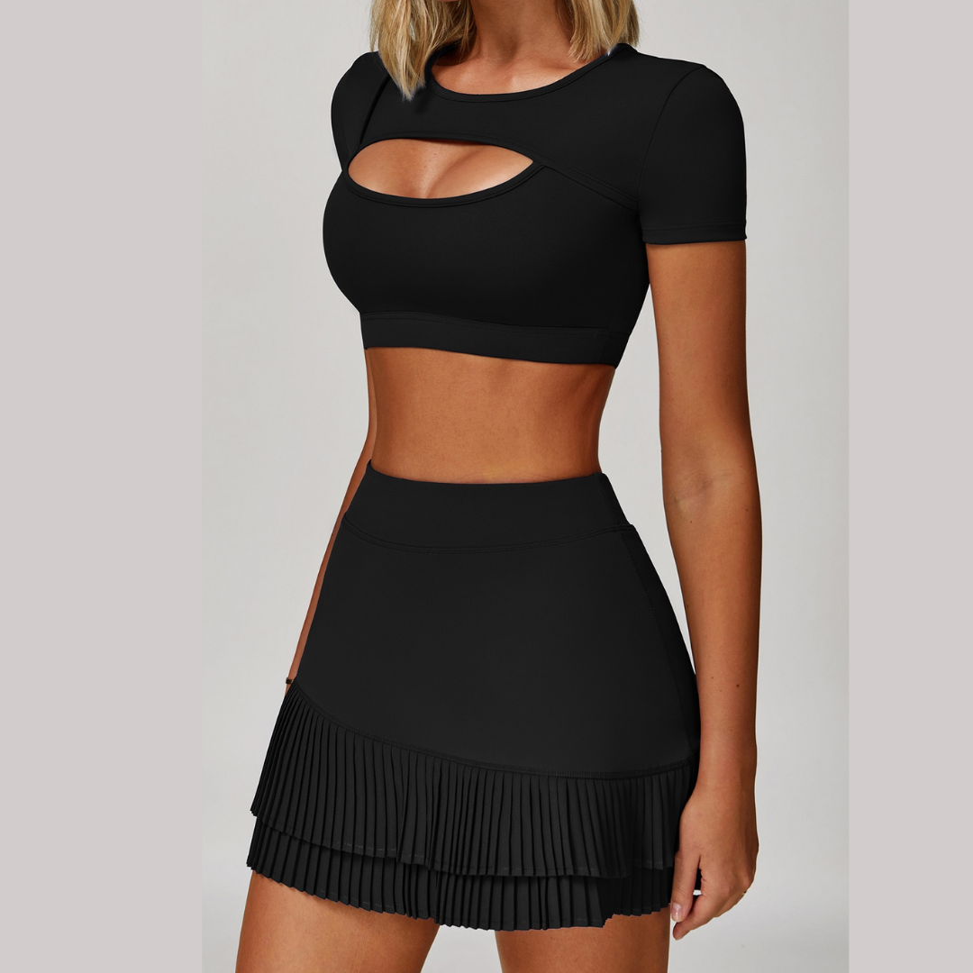 Cici Stylish Tennis Short Set - Black