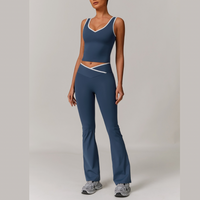 QUEENI Vest Top Legging Set - Blue
