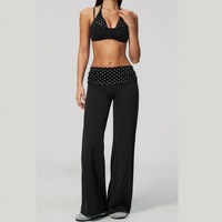 ENA Polka Dot Flared Legging Set - Black