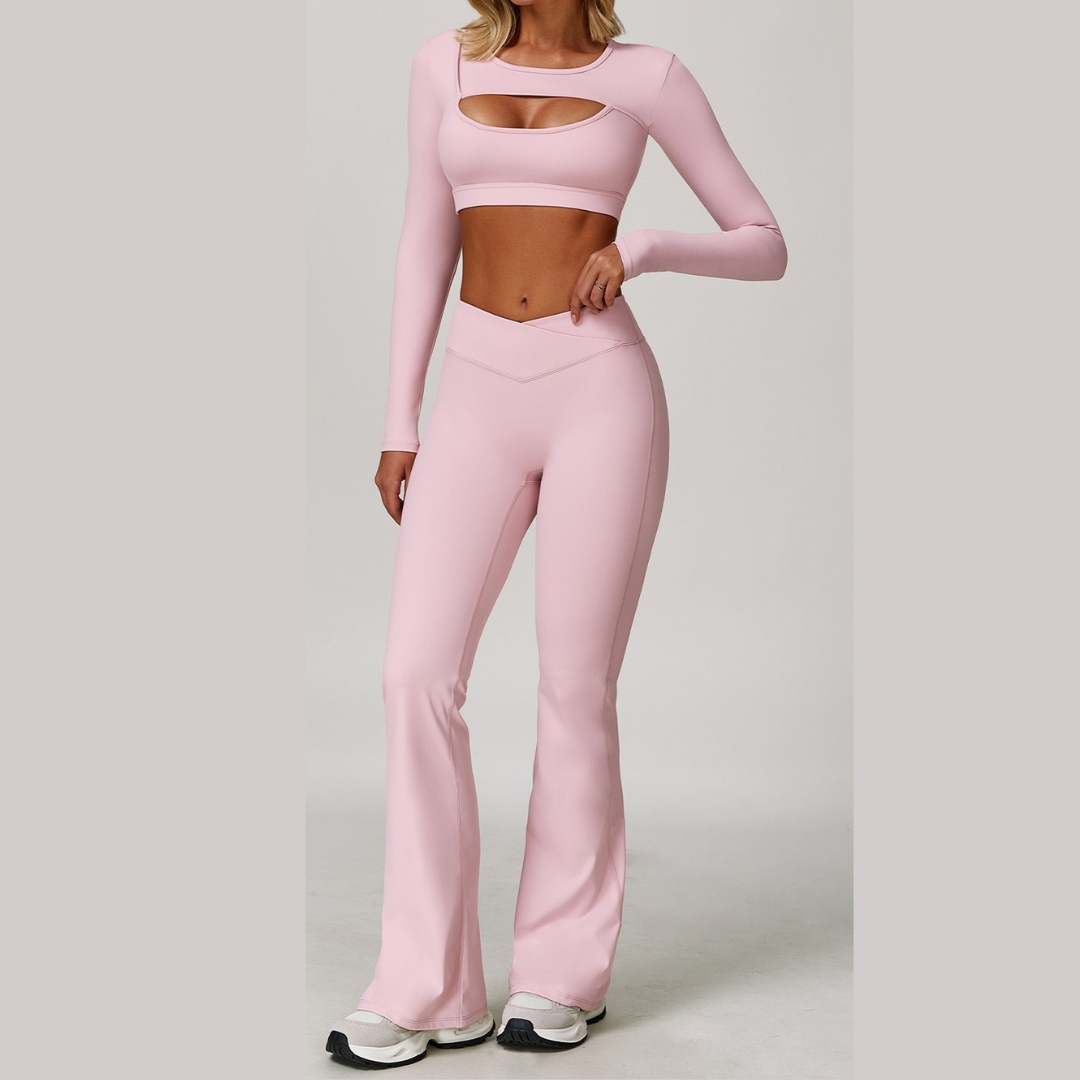 Cici Stylish Long Sleeve Legging Set - Pink