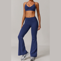 ELINA Comfy Sports Bra Flared Legging Set - Blue