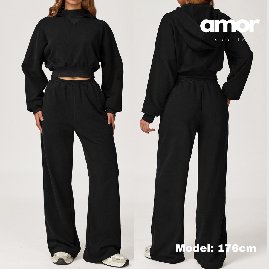 Daisy Winter Flared Lounge Set - Black