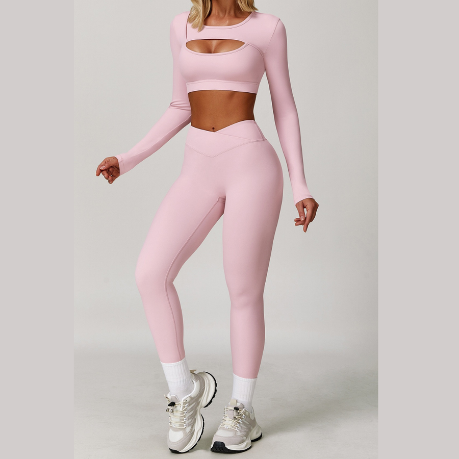 Cici Stylish Long Sleeve Legging Set - Pink