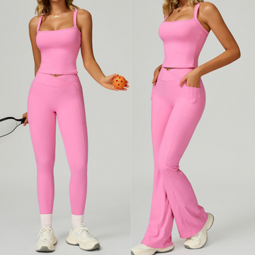 Carly Stylish Vest Top Legging Set - Pink