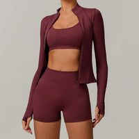 Sino Seamless 3pcs Short Set - Burgundy