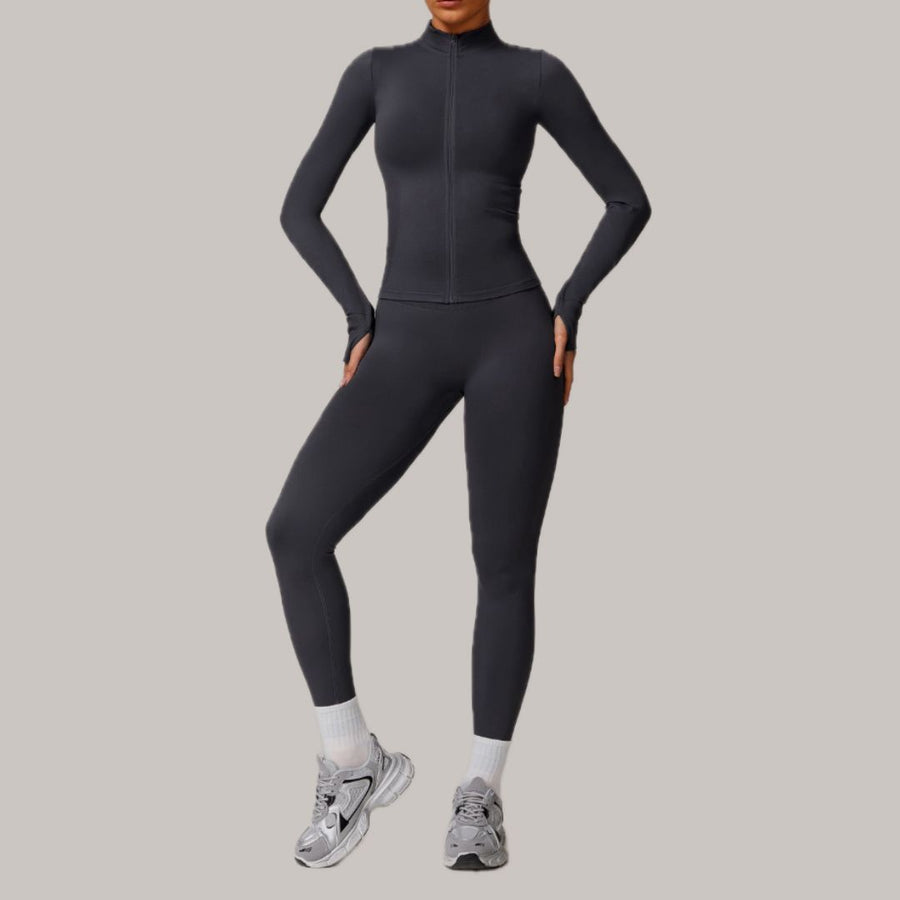 Κομψό σετ κολάν 3 τεμαχίων χωρίς ραφές - Σκούρο γκρι 