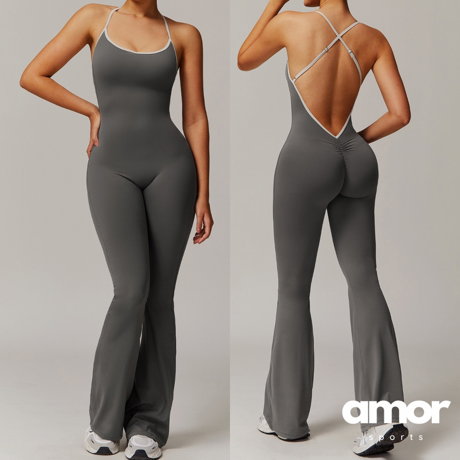 CELIN Sexy Backless Jumpsuit - Grey