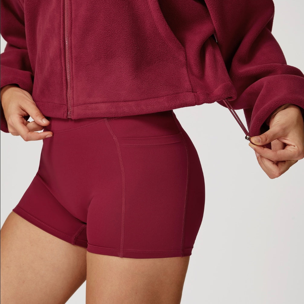 Winter Premium Coral Fleece Zip Jumper - Cherry