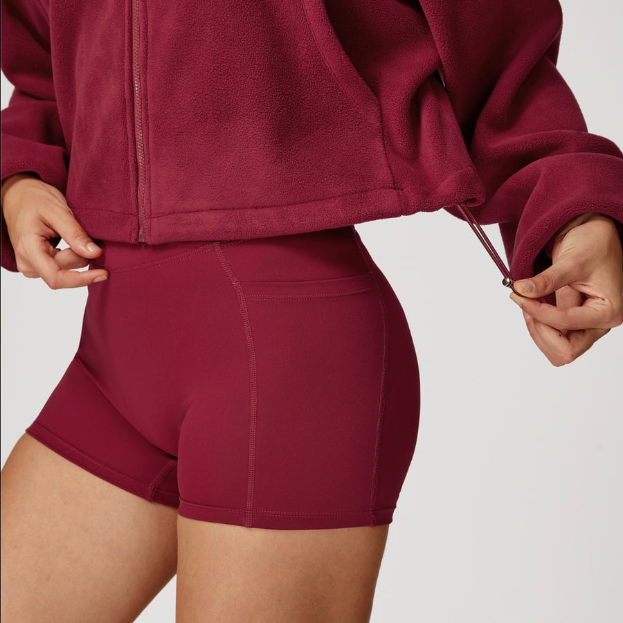 Winter Premium Coral Fleece Zip Jumper - Cherry