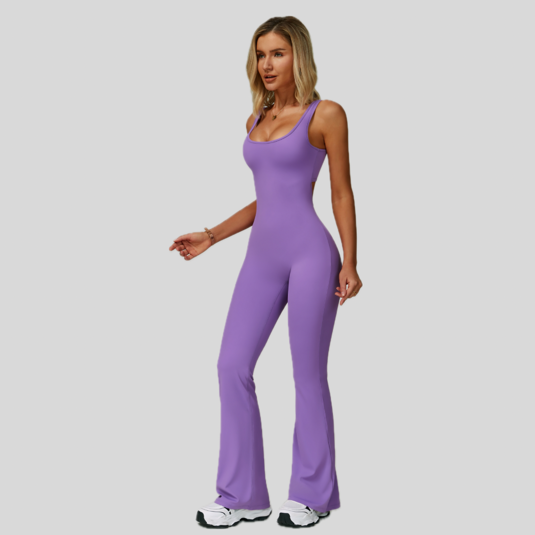 Sexy Stylish Bell Bottom Jumpsuit - Lavender