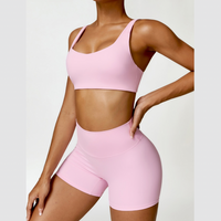 V-Top Scrunched Short Set - Ροζ 