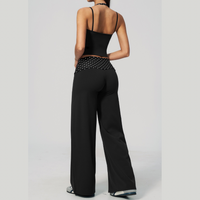 ENA Polka Dot Flared Legging Set - Black