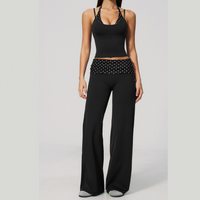 ENA Polka Dot Flared Legging Set - Black