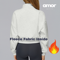 Classic Stylish Big Zip Winter Jumper - White Grey