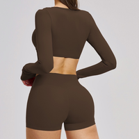 ALICE Contour Long Sleeve Short Set - Dark Coffee