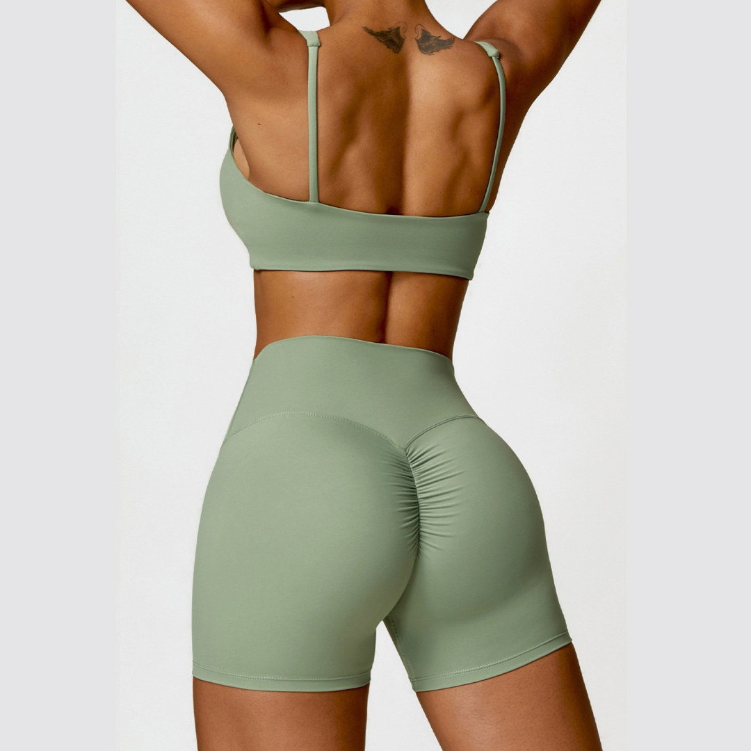 V-Top Scrunched Short Set - Green