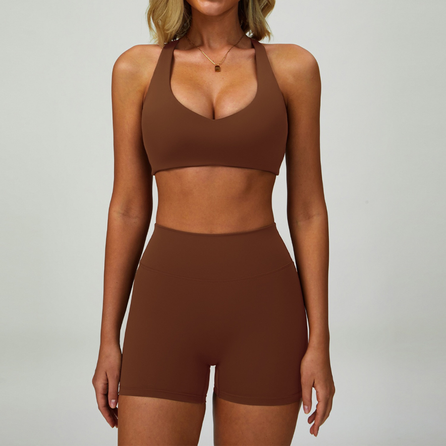 TINA Effortless Elegance Shorts Set - Brown