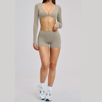 ALICE Contour Long Sleeve Short Set - Beige
