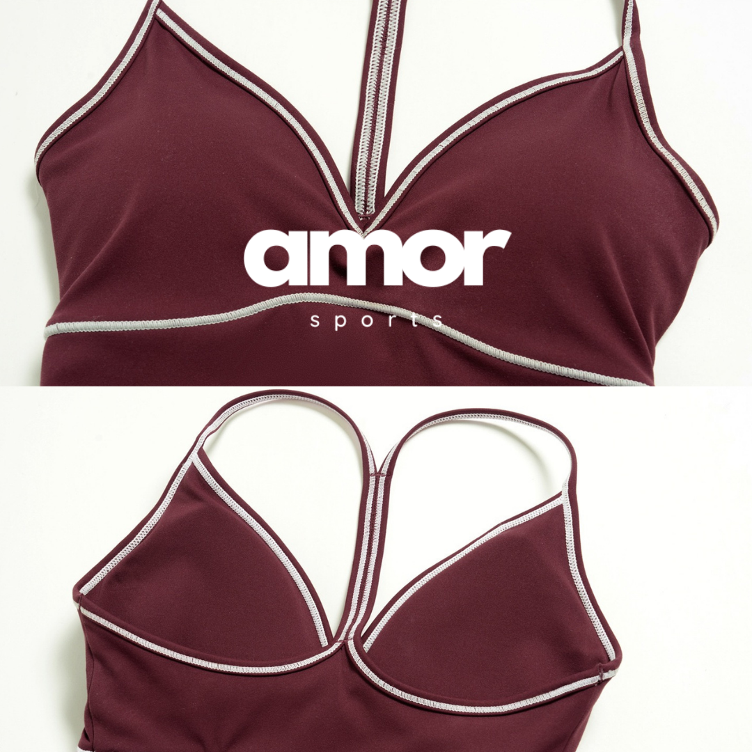 Andy Strappy Cropped Legging Set - Burgundy