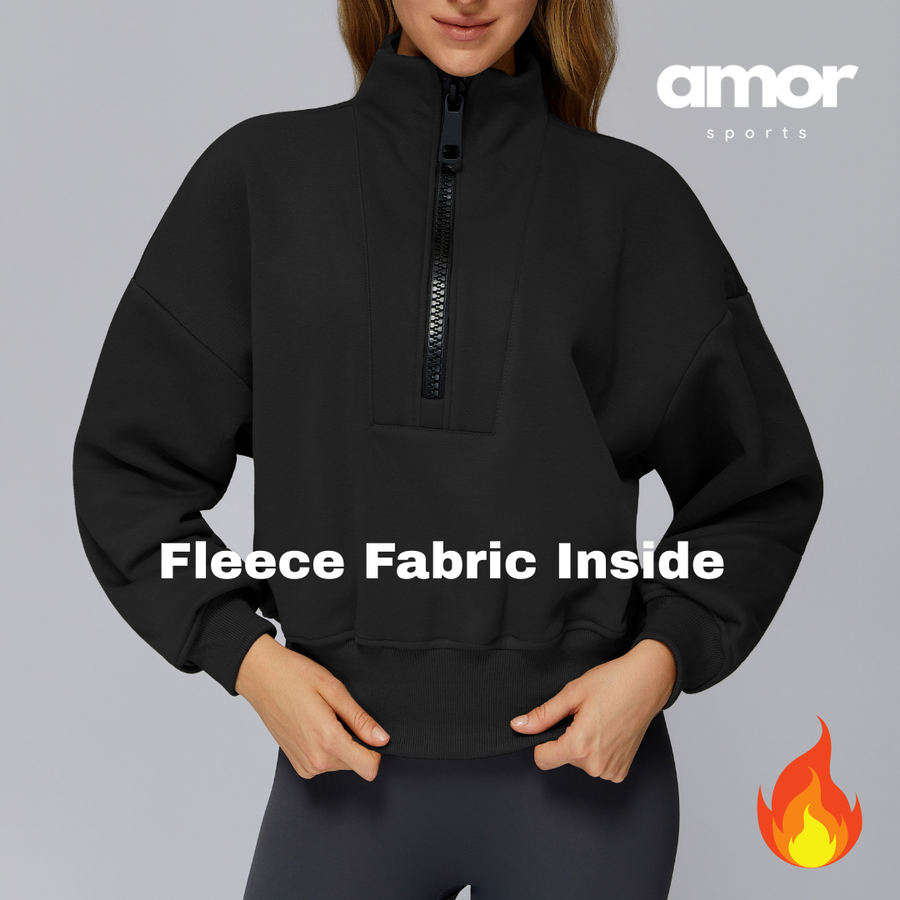 Classic Stylish Big Zip Winter Jumper - Black