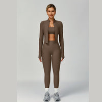 Boni Ribbed Fabric 3pcs Legging Set - Brown