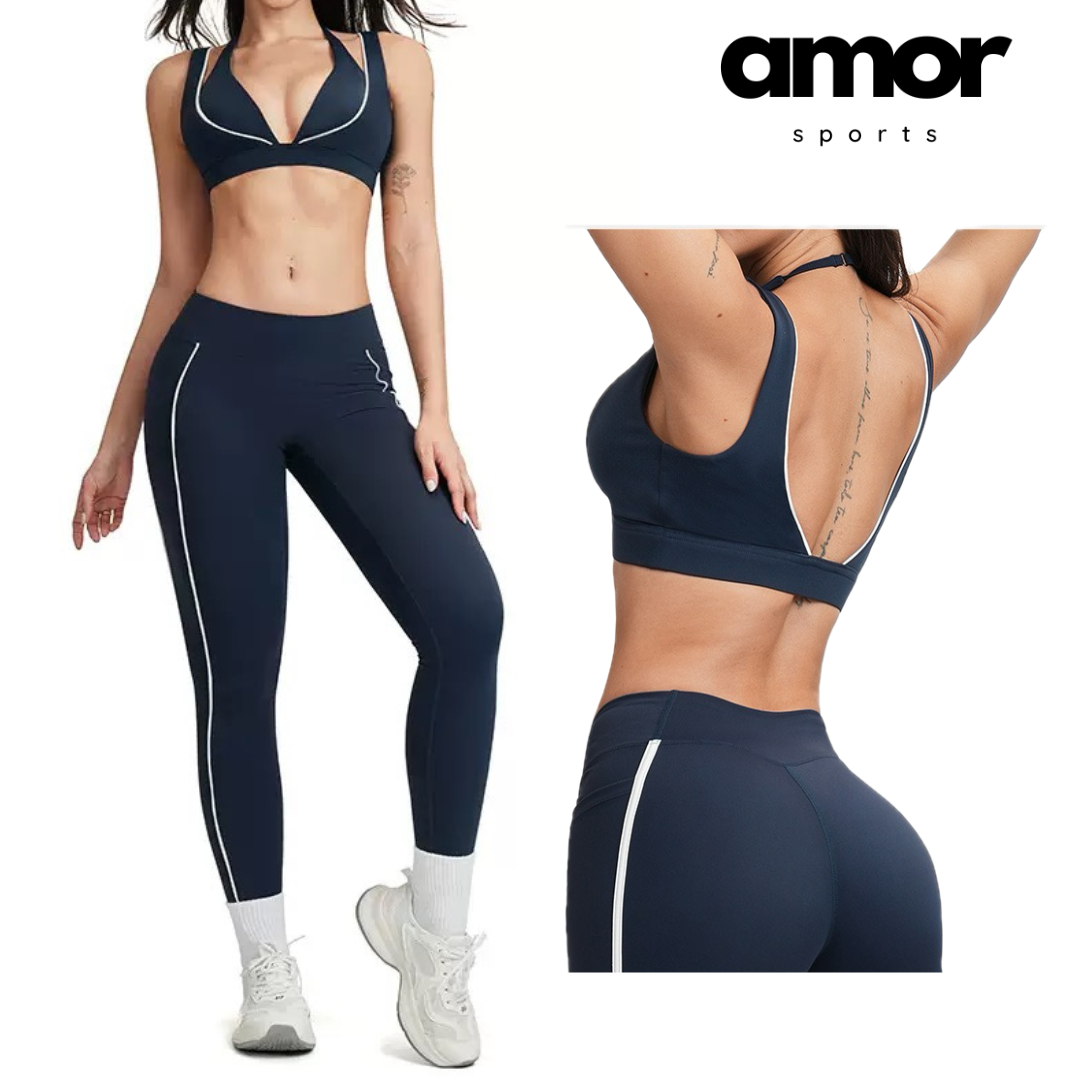 Active Luxe Stylish Legging Set - Navy