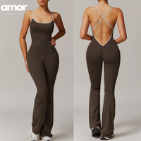 CELIN Sexy Backless Jumpsuit - Coffee
