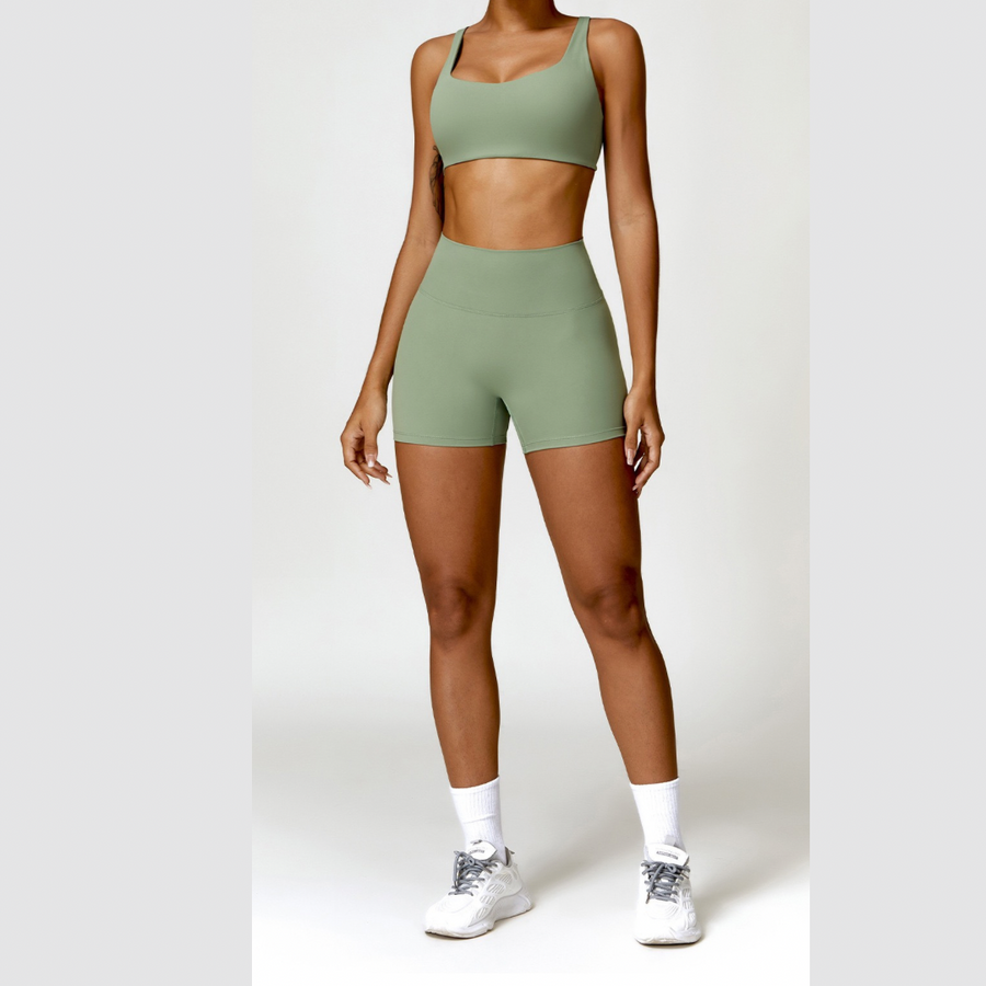 V-Top Scrunched Short Set - Green