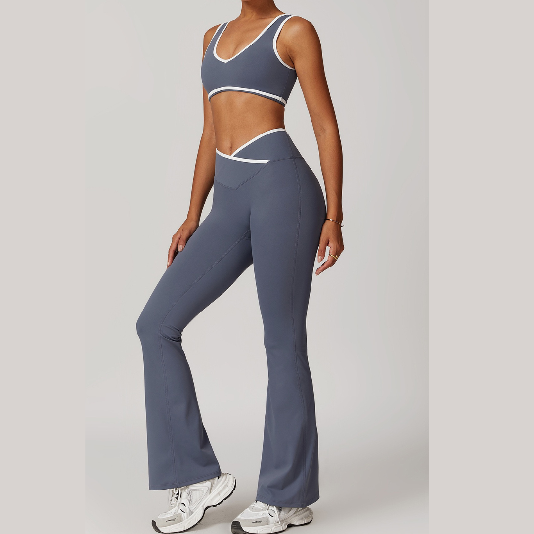 QUEENI Vest Top Legging Set - Off Purple