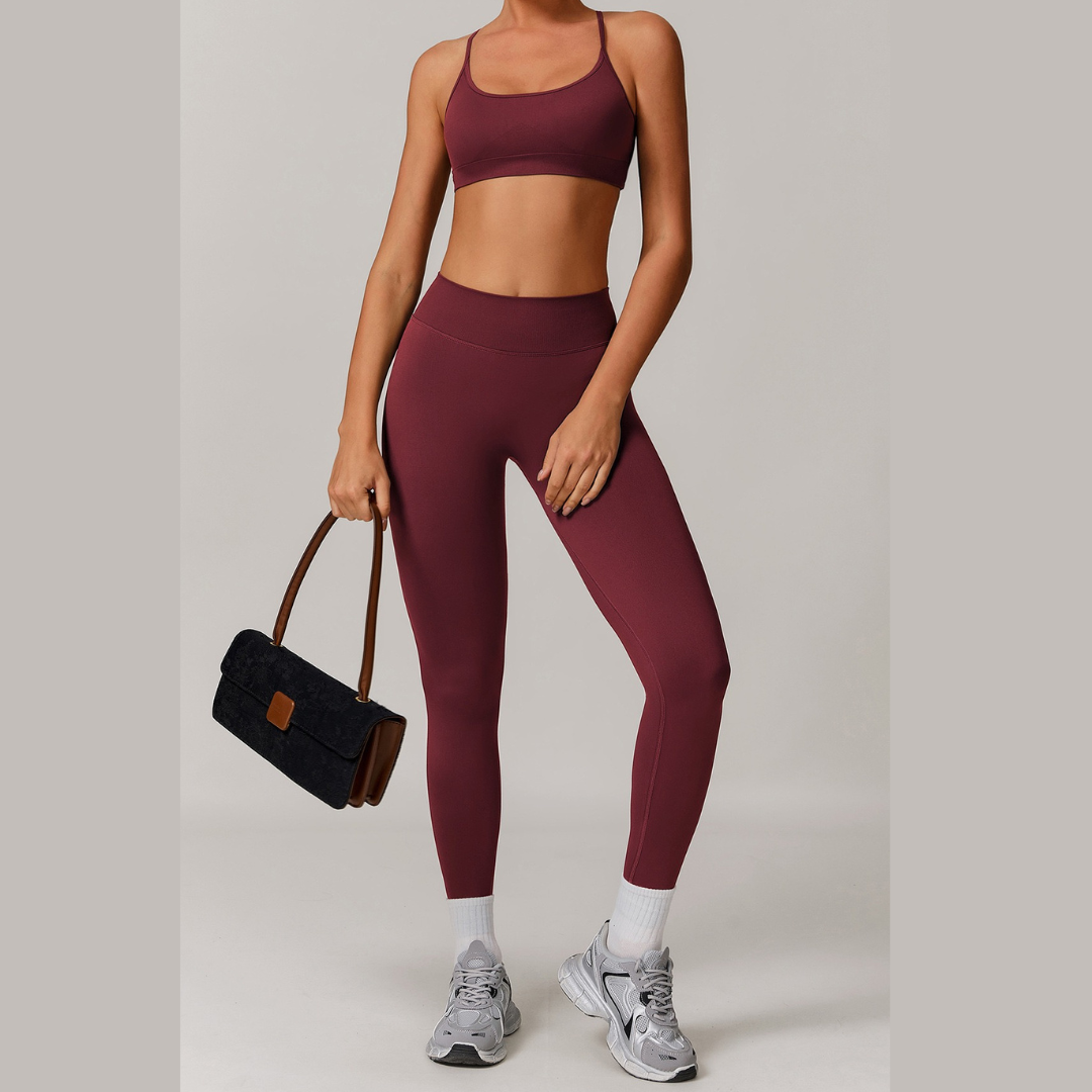 Sleek Sculpting Seamless Legging Set - Burgundy