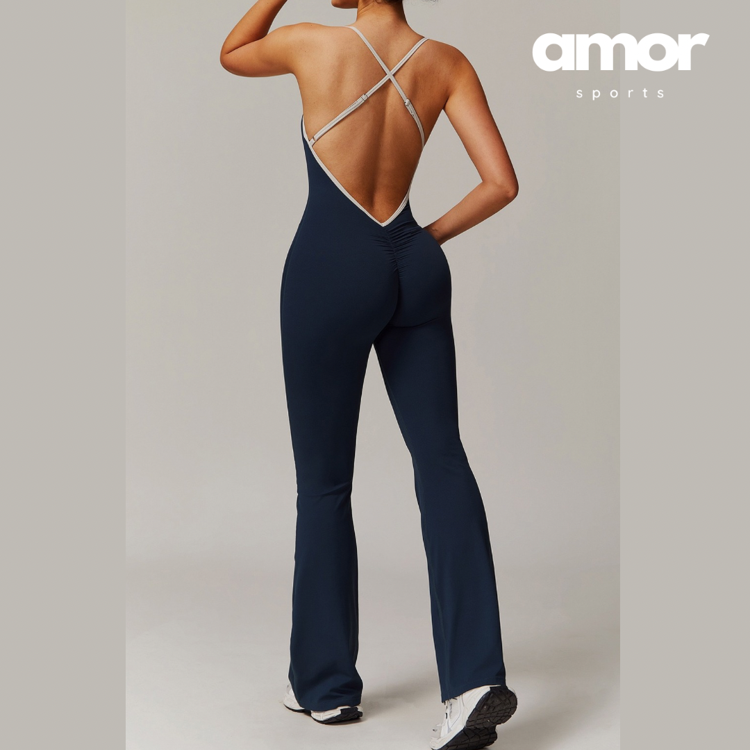 CELIN Sexy Backless Jumpsuit - Navy